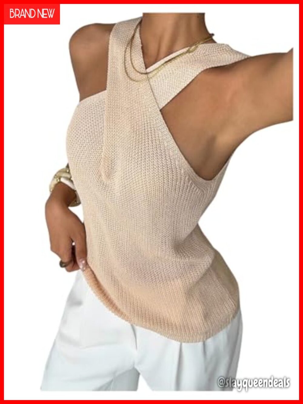 Verdusa Women's Halter Criss Cross Knit Top Sleeveless Sweater Vest Going Out